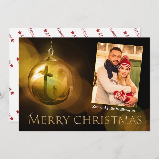 Kor i Kristus Ornament Reflection Guld Photo (Fram/baksida)