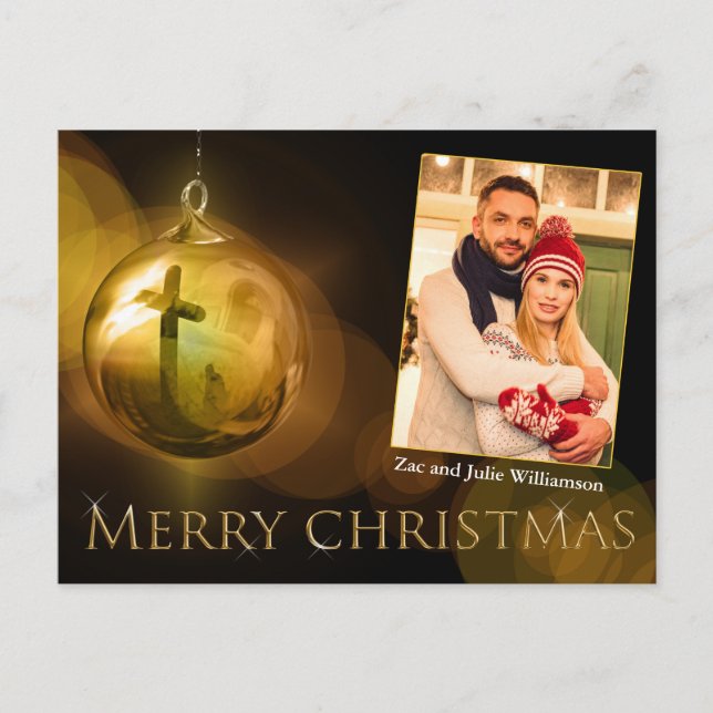 Kor i Kristus Ornament Reflection Guld Photo Vykort (Framsida)