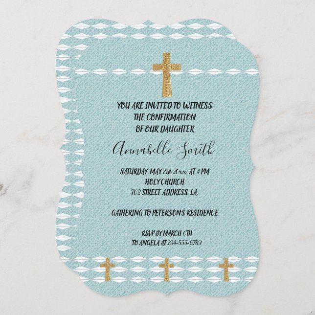 Kor i Light Jesus Kristus CONFIRMATION Inbjudningar (Fram/baksida)