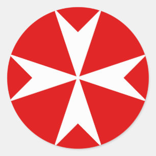 Kor i Malta v2 (vit på rött) Runt Klistermärke