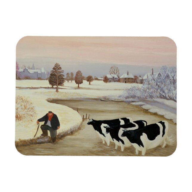 Kor i vinter-floden magnet (Horisontell)