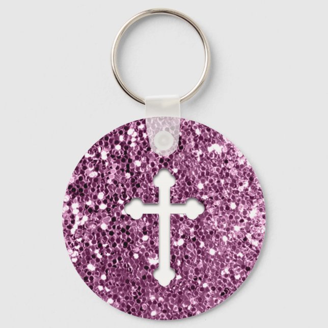 Kor i White vid Rosa Glitter Nyckelring (Framsida)