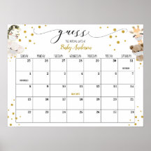 Kör-igen Baby Shower Gissa Förfallodatum Kalender 