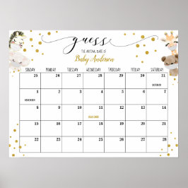 Kör-igen Baby Shower Gissa Förfallodatum Kalender  Poster