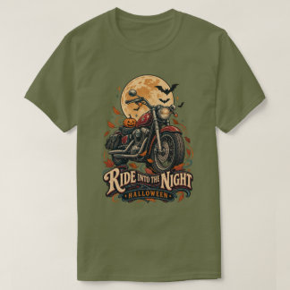 Kör in i natt Halloween Vintage Motorcykel T Shirt