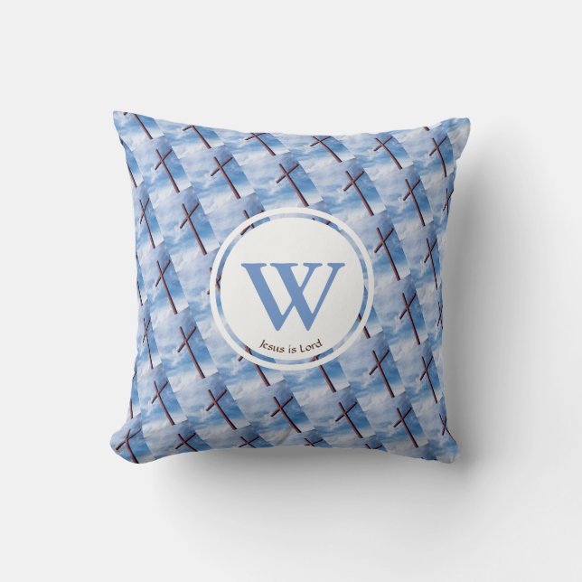 KOR Jesus är Lord Anpassningsbar Monogram PÅSK Kudde (Framsida)
