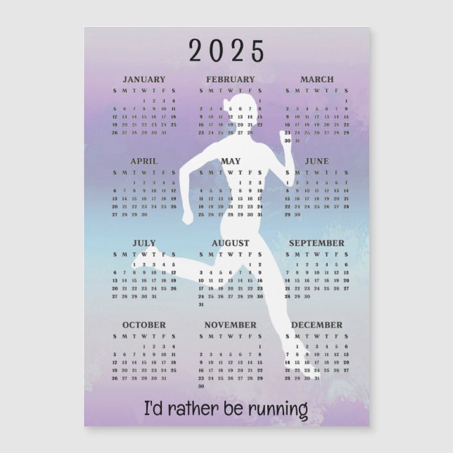 Kör Jogger 2025 Calendar Magnetic Card (Framsida)