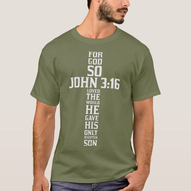 Kor John 316 Verse Bible Jesus Faith Gift T Shirt (Framsida)