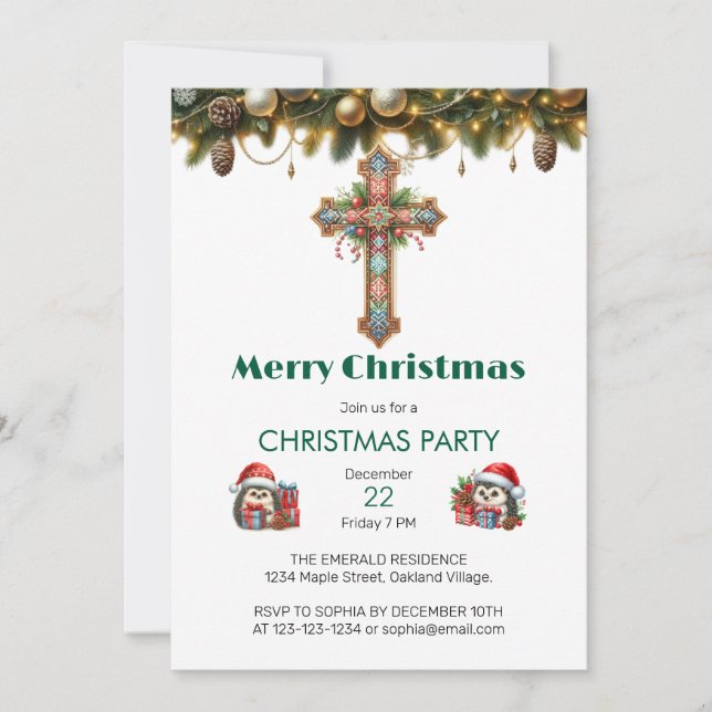 Kor jul i Blommönstret Inbjudningar (Framsida)