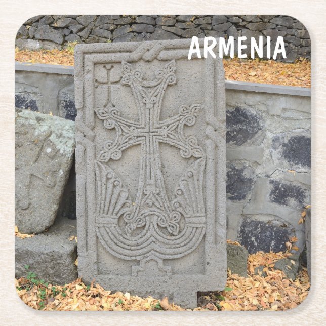 kor (khachkars) i Armenien Underlägg Papper Kvadrat (Framsidan)