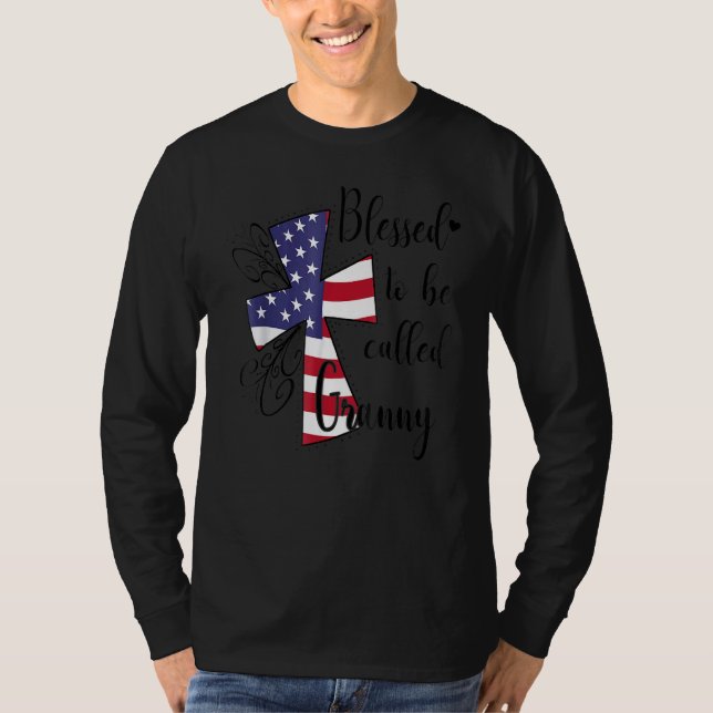 Kor-kristen amerikansk Flagga välsignad att kallas T Shirt (Framsida)