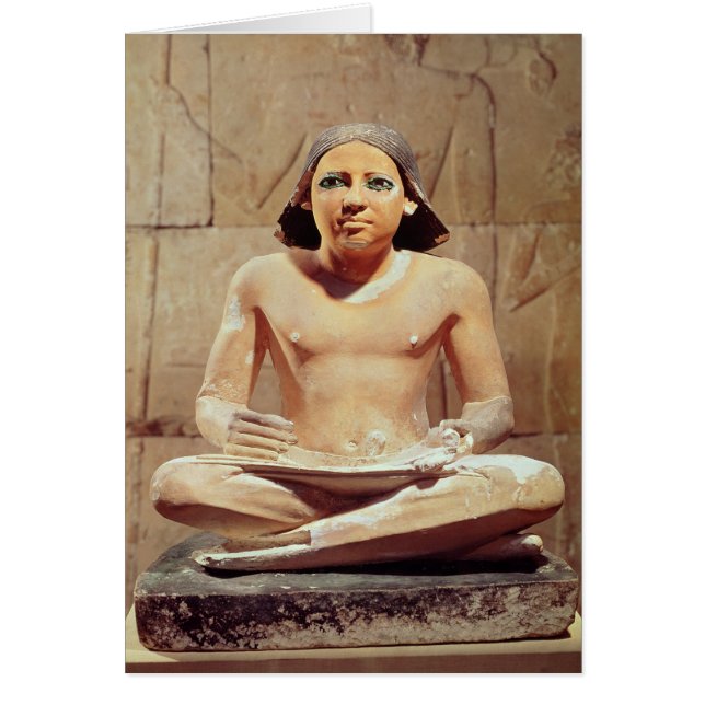 Kor-lagd benen på ryggen Scribe som placeras Hälsningskort (Framsidan)