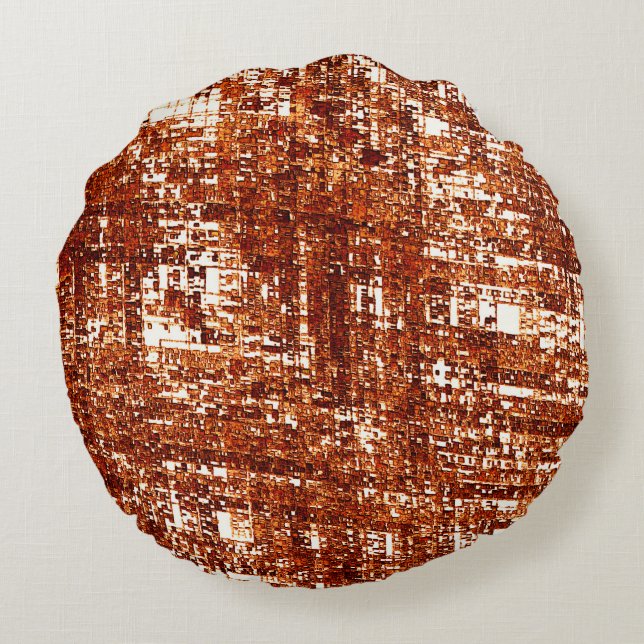 Kor linjer och rostfritt kvadratiskt träsk rund kudde (Baksidan)