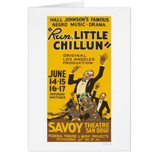 Kör lite Chillun 1940 WPA Hälsningskort (Framsidan)