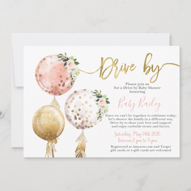 Kör med babyduschflicka inbjudningar (Framsida)