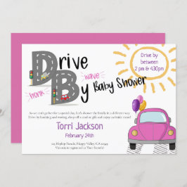 Kör med babyskor - Rosa och ballonger Inbjudningar