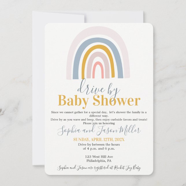Kör med Boho Rainbow Baby Shower-inbjudningskort Inbjudningar (Framsida)