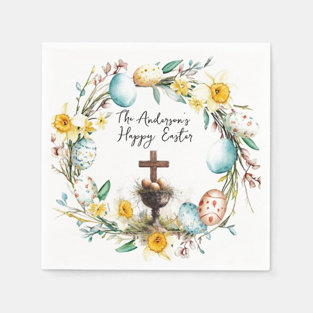 Kor med dekorativa ägg I blommigt Påsk Pappersservett (Framsidan)