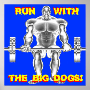 Kör med den STORA HUNDWeightliftingaffischen Poster