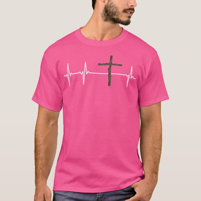 Kor med Ekg Hjärtfrekvens Visning Faith Christian T Shirt (Framsida)