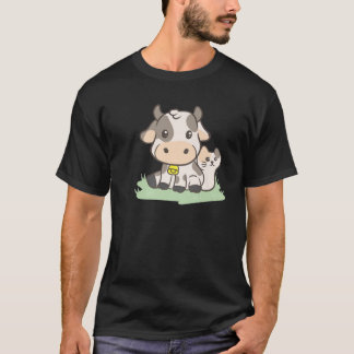 Kor med en kattfarmor, japanska med estetisk tejpa t shirt