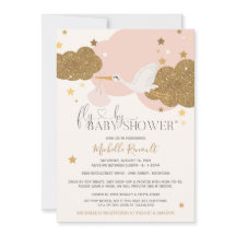 Kör med "Fly by" Stork Rosa Guld Girl Baby Shower