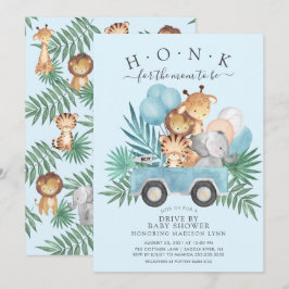 Kör med jungle Animals Boys Baby Shower Inbjudningar