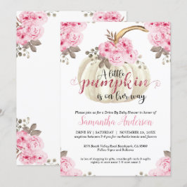 Kör med liten Pumpkin Rosa Blommigt Baby Shower Inbjudningar