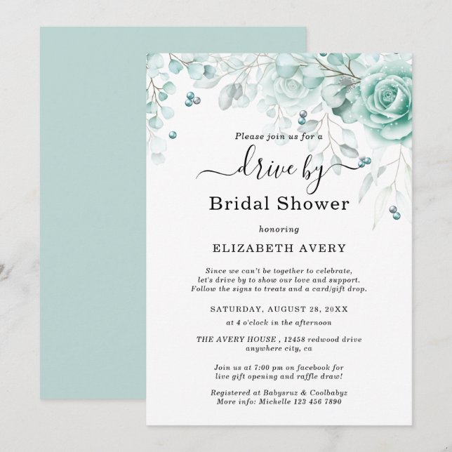 Kör med Möhippa turkos- och sage-gröntar Inbjudningar (Fram/baksida)