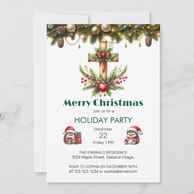 Kor med Red Bow-jul Inbjudningar (Framsida)