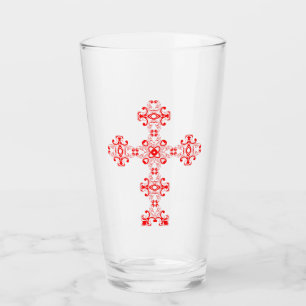 Kor med röd ornament glaskopp