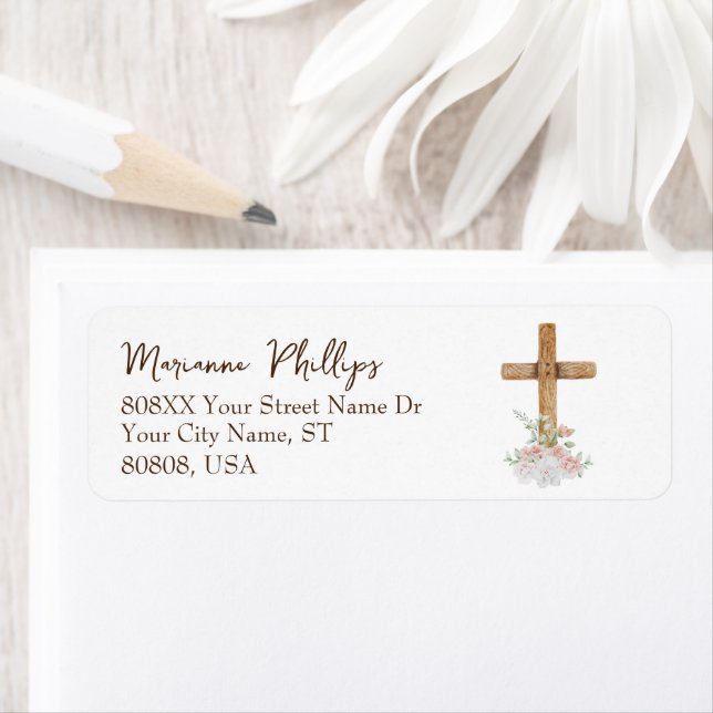 Kor med Rosa och vitblommor Returadress Etikett (Insitu)