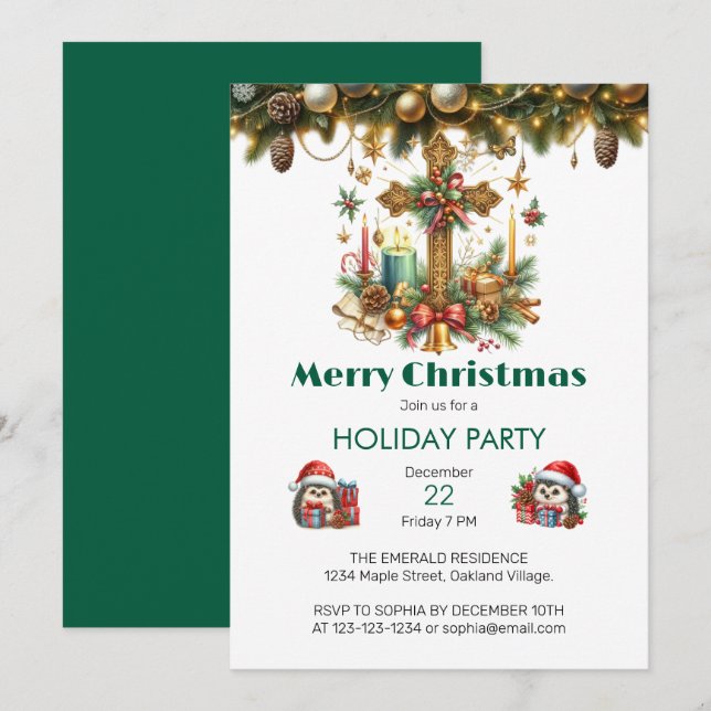 Kor med stjärnor och ljus jul inbjudningar (Fram/baksida)