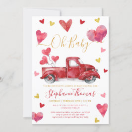 Kör med Valentine Baby Shower med Hearts Inbjudningar