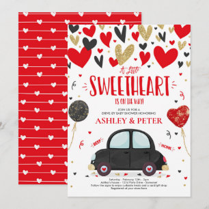 Kör med Valentine Baby Shower, sötnos Guld Inbjudningar