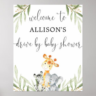 Kör med välkomstskylt från babyduschsöta djur poster