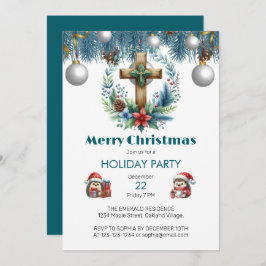 Kor med vinterblå dekorjul inbjudningar