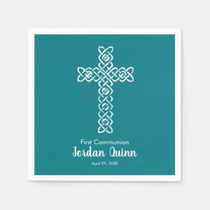 Kor Mörk Teal Communion Baptism Christening Pappersservett