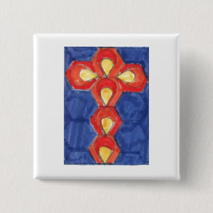 Kor Motif Square Badge Knapp