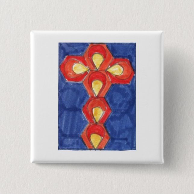 Kor Motif Square Badge Knapp (Framsida)
