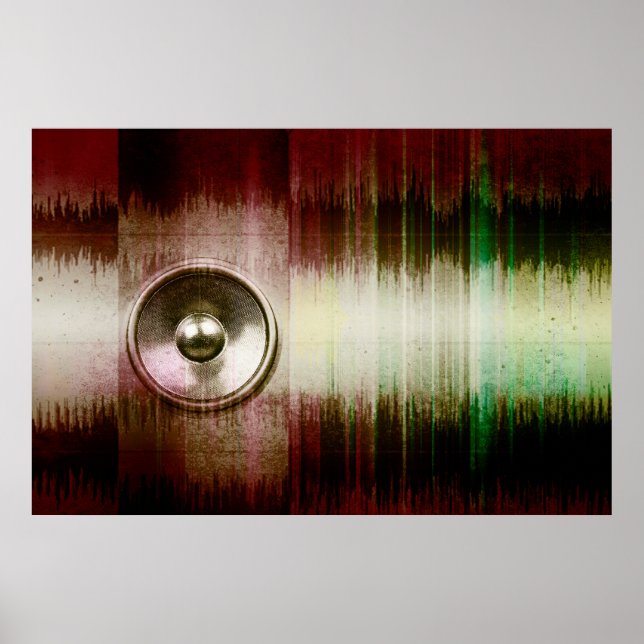 Kör musikhögtalare med ljudvågor poster (Framsidan)