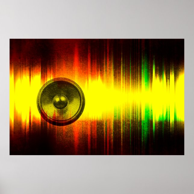 Kör musikhögtalare med ljudvågor poster (Framsidan)