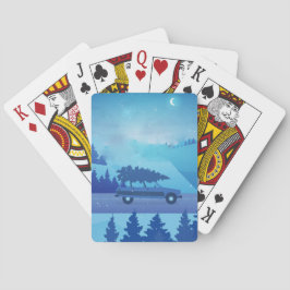 Kör nerför vägen med en julgran casinokort