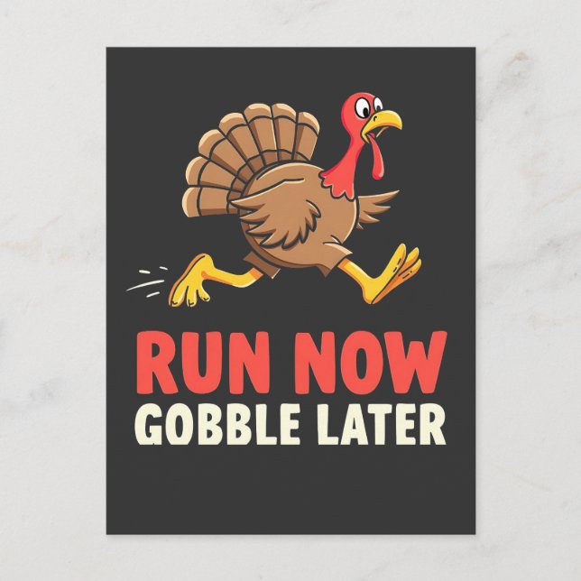 Kör Nu Gobble Senare Kalkonlöparmaraton  Inbjudan Vykort (Framsida)