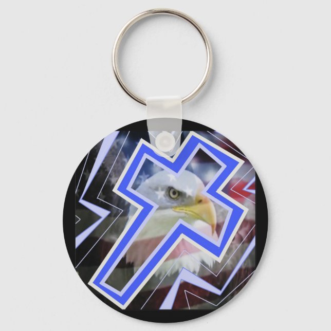 Kor och amerikanska symboler nyckelring (Framsida)