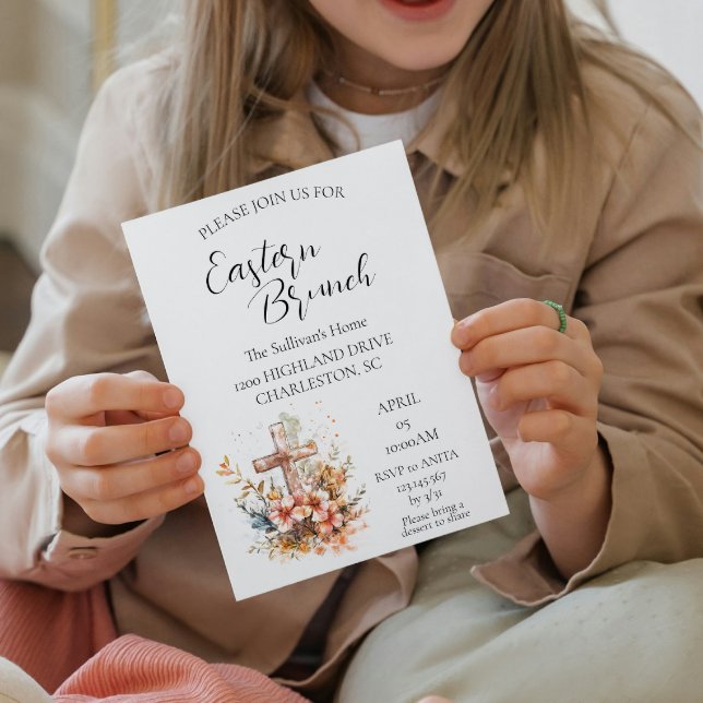 Kor och blommor blommigt Påsk Brunch Inbjudningar (Skapare uppladdad)