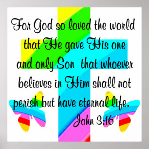 KOR OCH BUTTERFLY JOHN 3:16 UTFORMNING POSTER