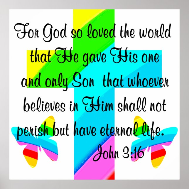 KOR OCH BUTTERFLY JOHN 3:16 UTFORMNING POSTER (Framsidan)
