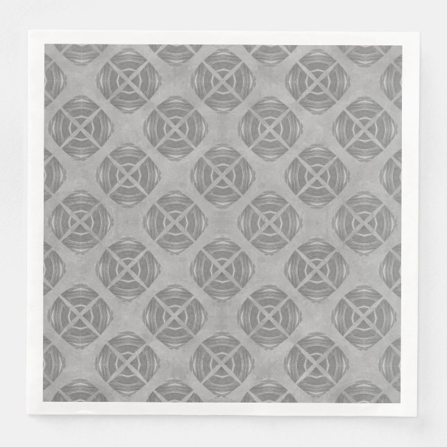 Kor och cirklar Grått Geometric Mönster Pappersservett (Framsida)