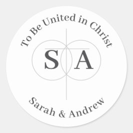 Kor och Ringar Monogram Bröllop Runt Klistermärke